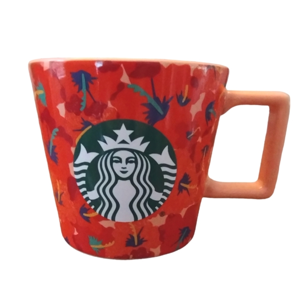 Starbucks Hibiscus Floral Mug 14oz 2020 Summer Red Orange Peach Collection